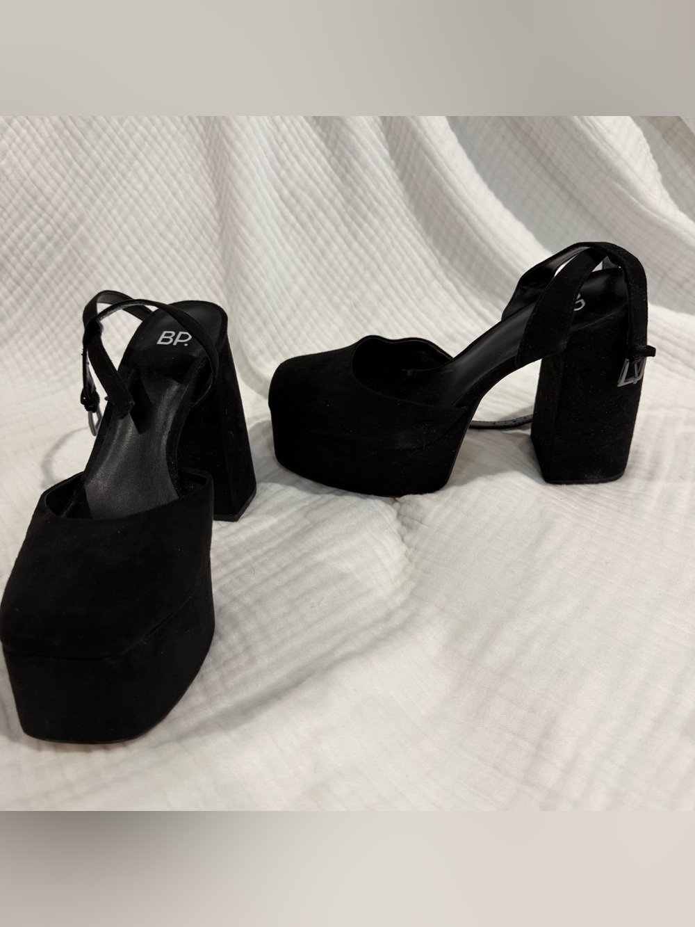 bp Black Platform Block Heel Sandals